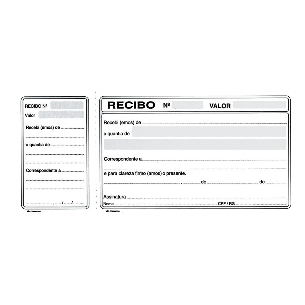 recibo en blanco